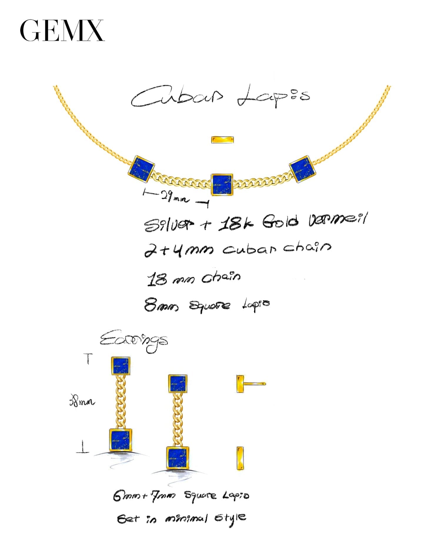 Cuban Linked Lapis Earrings - GEMX