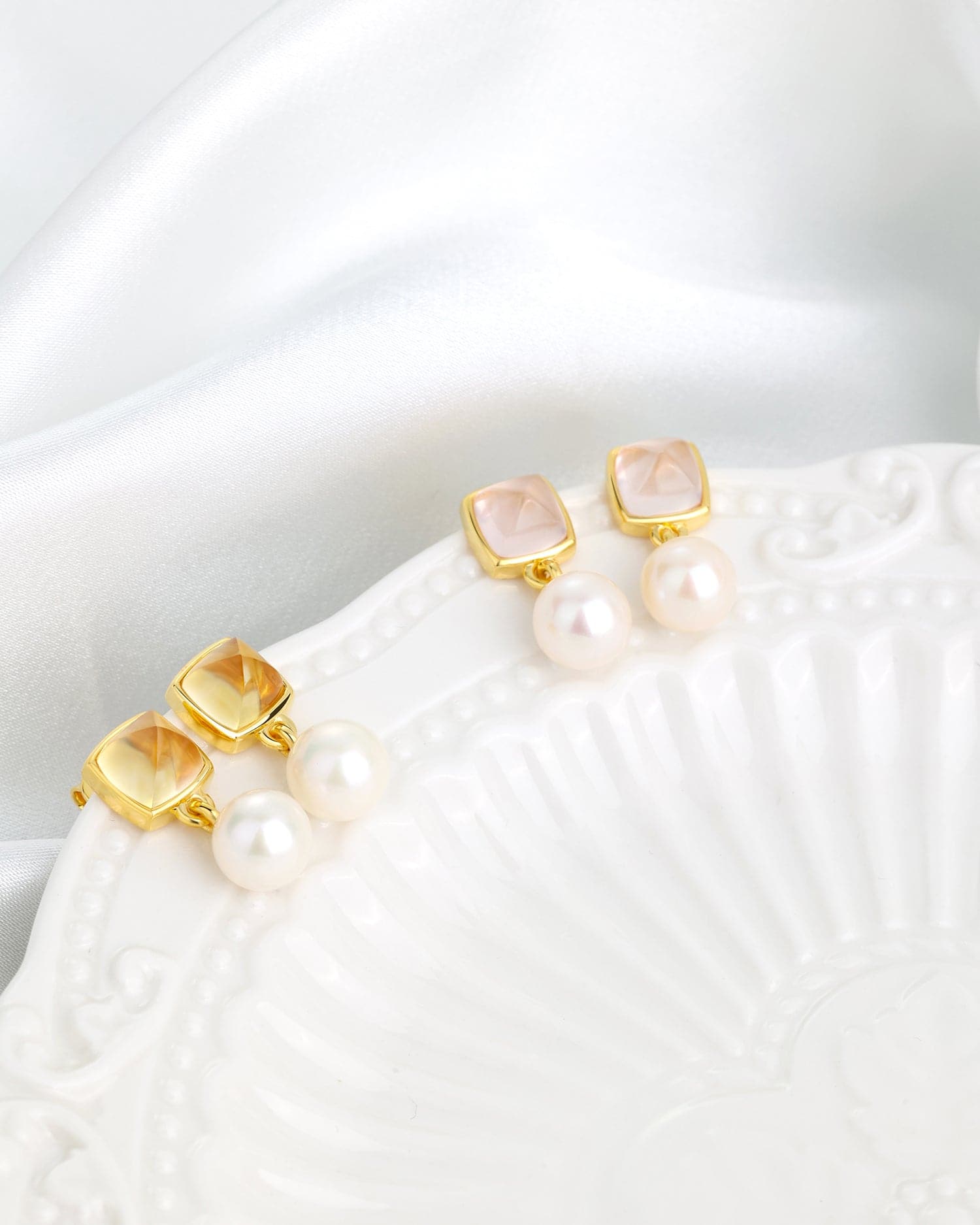 Sugar Citrine & Pearl Earrings - GEMX