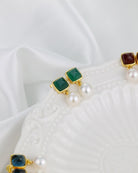 Sugar Green Onxy & Pearl Earrings - GEMX